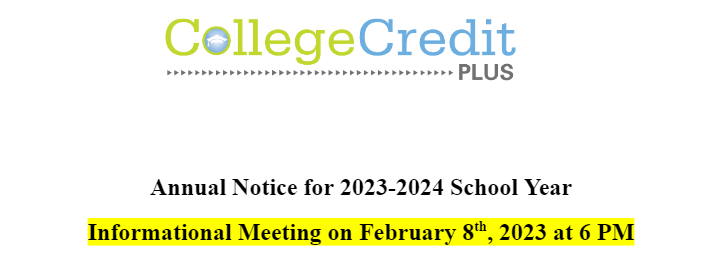 College Credit Plus  February 8th at 6PM